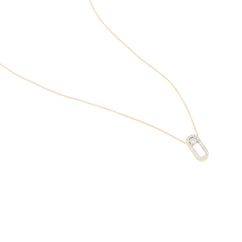 Collier mit Behang 585/- Gelbgold Brillant 0,10 ct. 42 + 3 cm