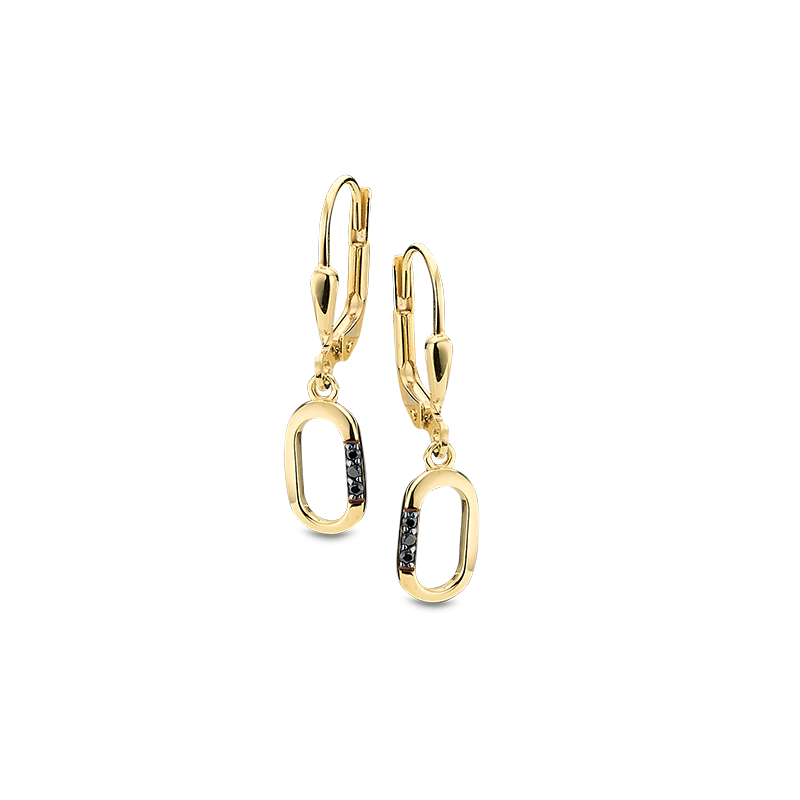 Ohrhänger 333/- Gelbgold Zirkonia schwarz