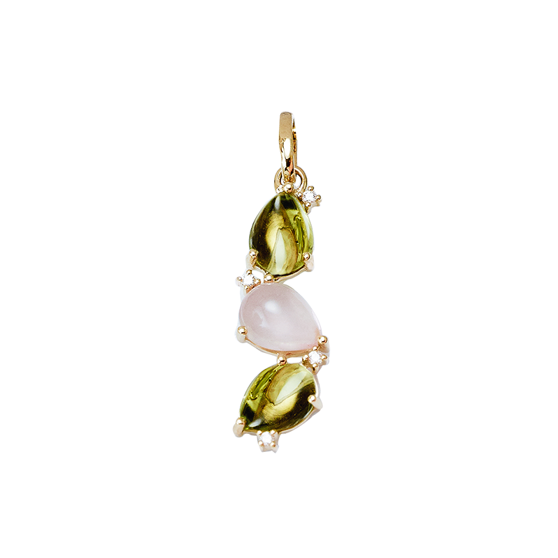 Anhänger 585/- Gelbgold Peridot, Chalcedon  u. Brillant