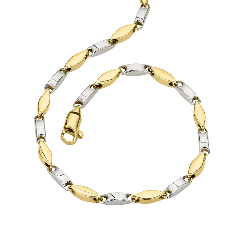 Armband 333/- Gelbgold/Weißgold 19 cm