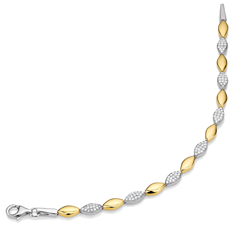 Armband 925/- Silber rhodiniert/vergoldet 19 cm