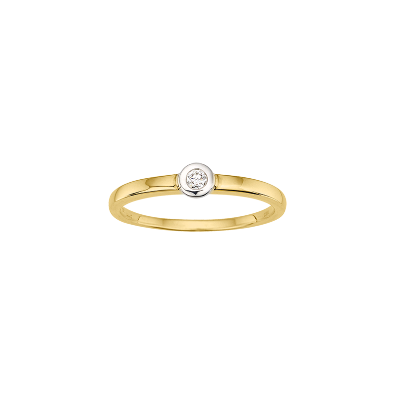 Solitaire-/Antragsring 585/- Gelbgold/Weißgold Brillant 0,05 ct.