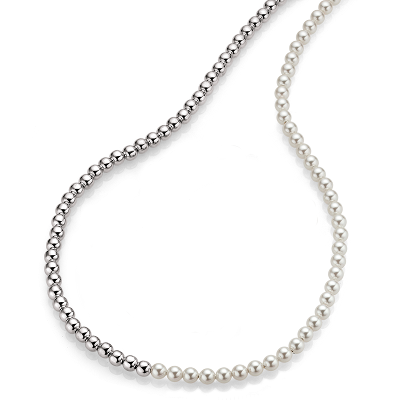 Damencollier 925/- Silber Swarovski-Perlen 40 + 5 cm