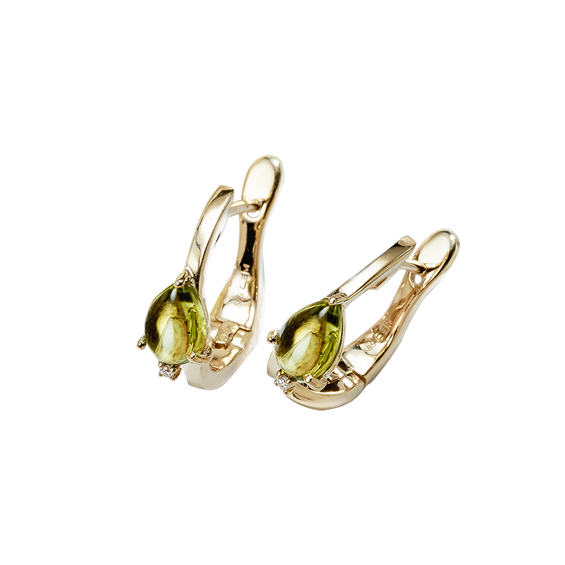 Scharniercreolen 585/- Gelbgold Peridot u. Brillant
