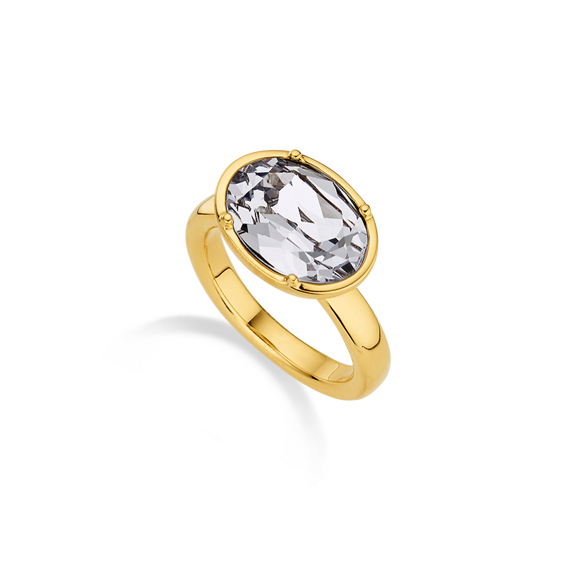 Damenring 925/- Silber goldplattiert Swarovski-Kristall