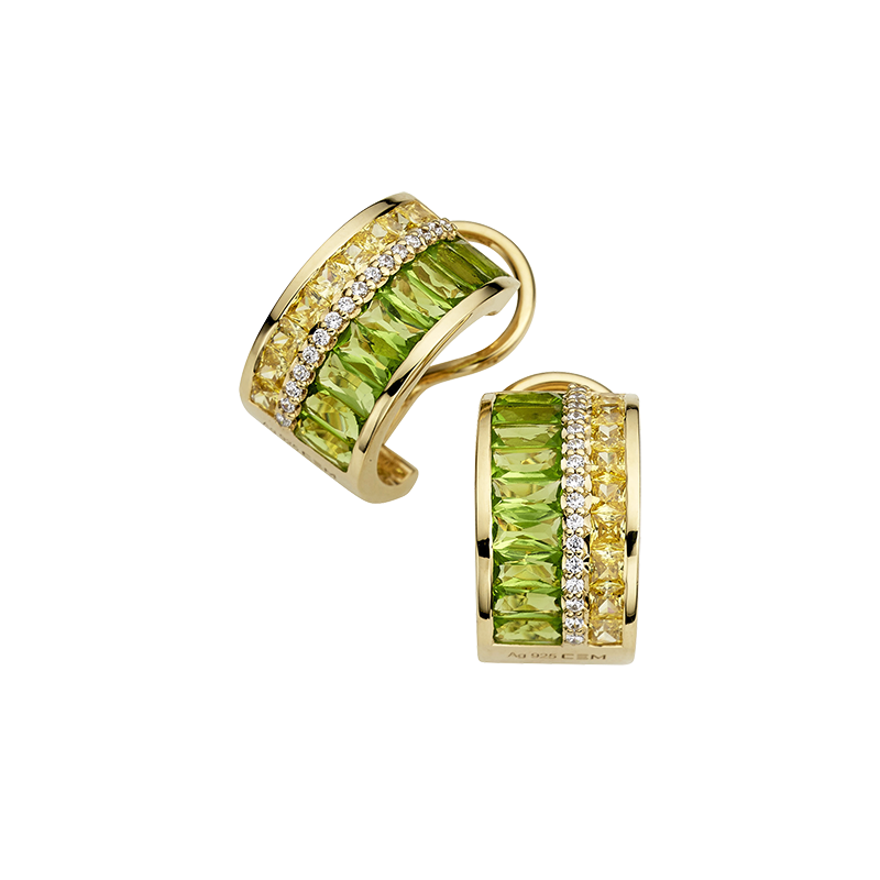 Ohrschmuck 925/- Silber vergoldet Perdiot u.Citrin synth. Zirkonia
