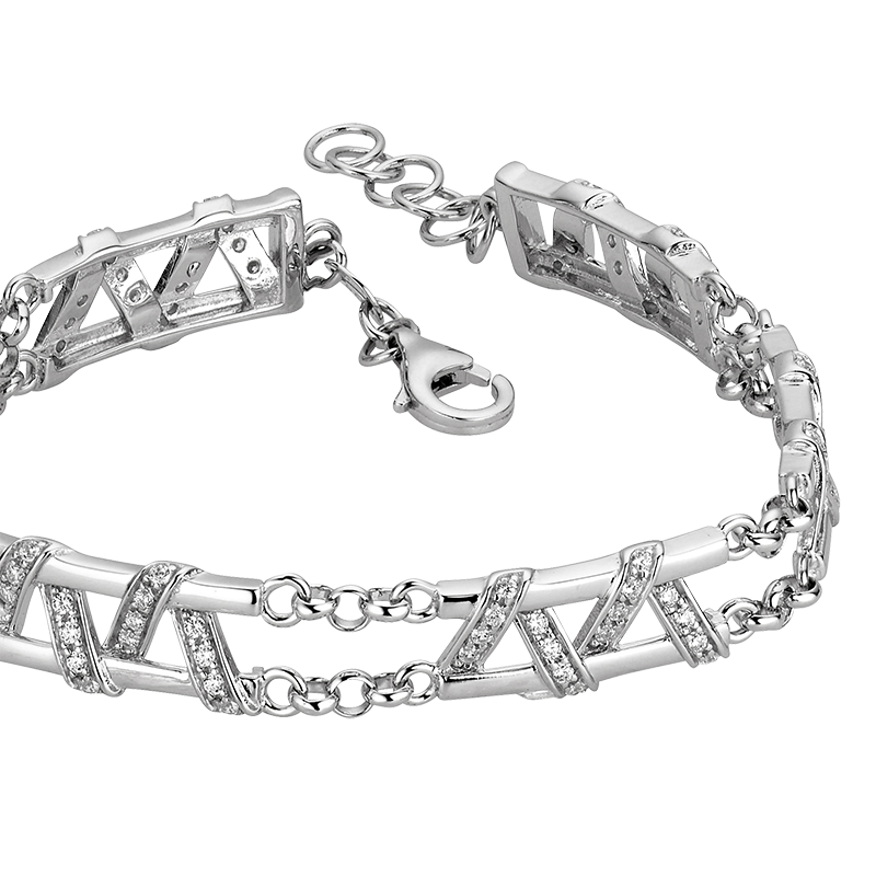 Armband 925/- Silber Zirkonia 17,5 + 2,5 cm