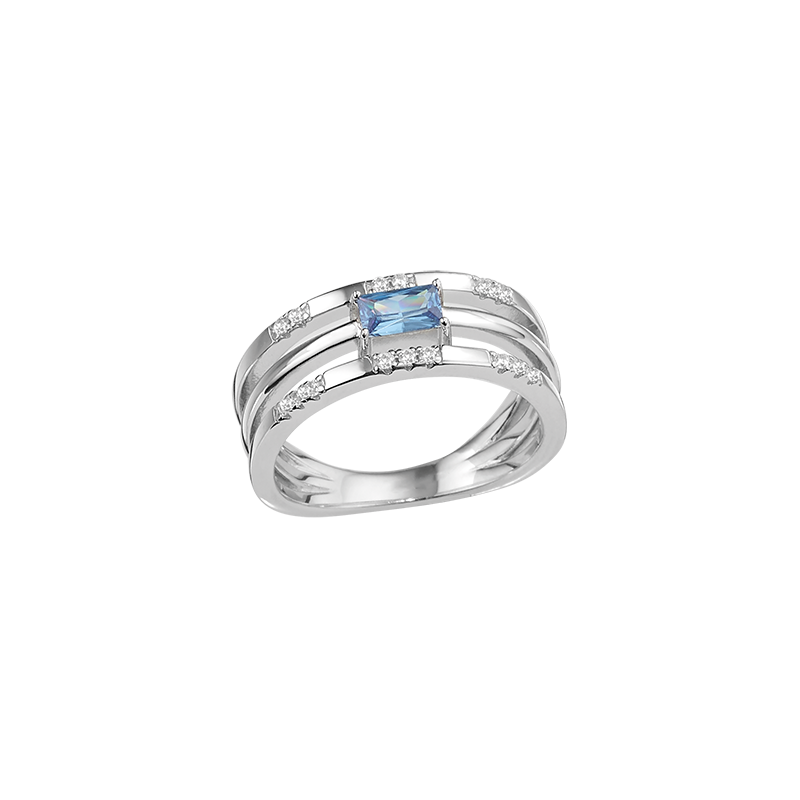 Damenring 925/- Silber Zirkonia blau und weiß