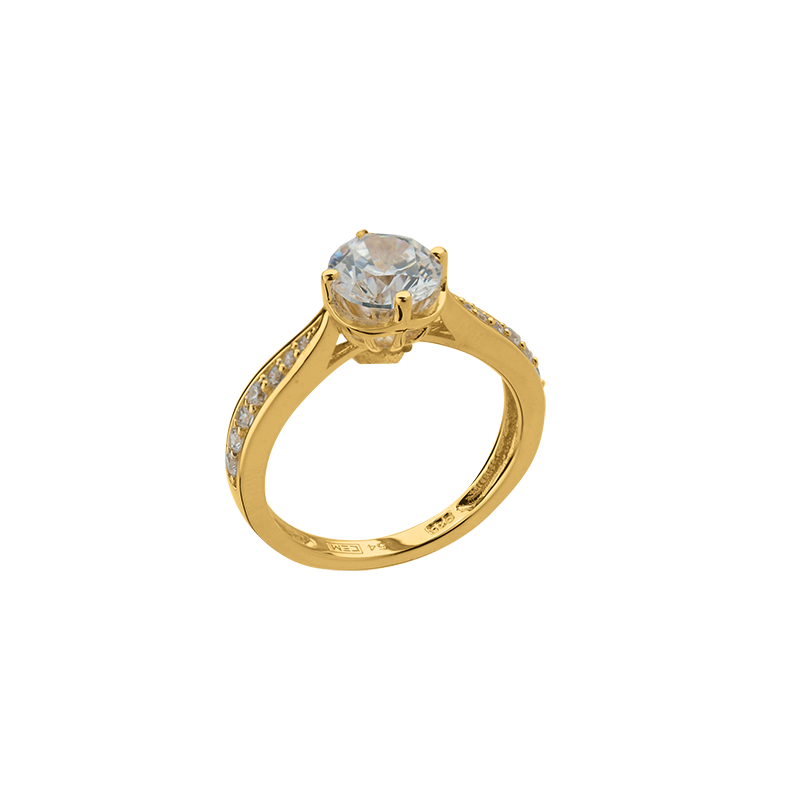 Damenring 925/- Silber goldplattiert Zirkonia
