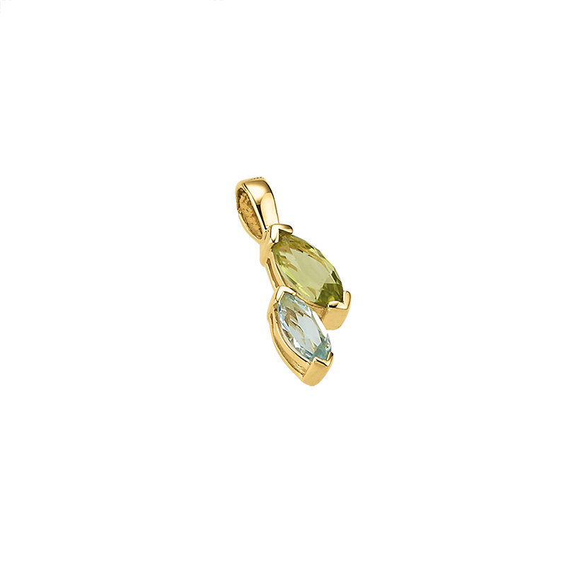 Anhänger 333/- Gelbgold Peridot u. Blautopas