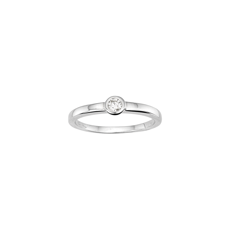 Solitaire-/Antragsring 585/- Weißgold Brillant 0,05 ct.