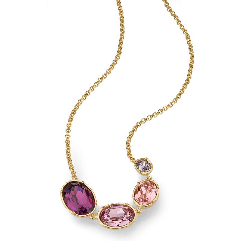 Damencollier 925/- Silber goldplattiert Swarovski-Kristall 45 + 3 cm