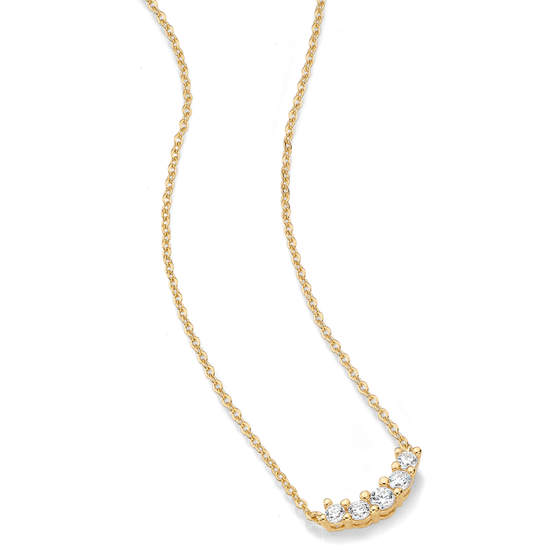 Damencollier 375/- Gelbgold Zirkonia 42 + 3 cm