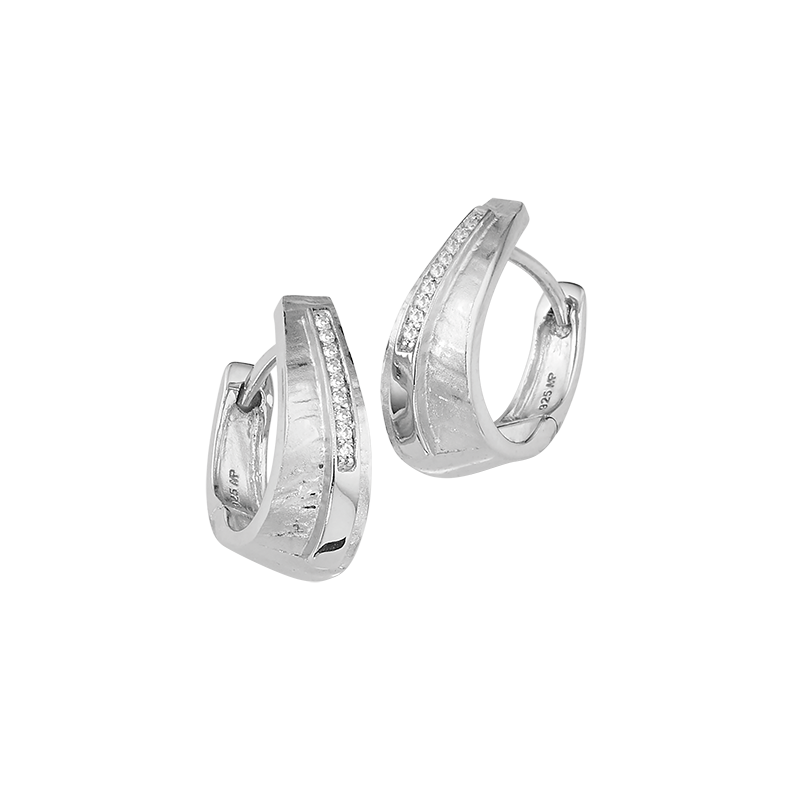 Scharniercreolen 925/- Silber Zirkonia