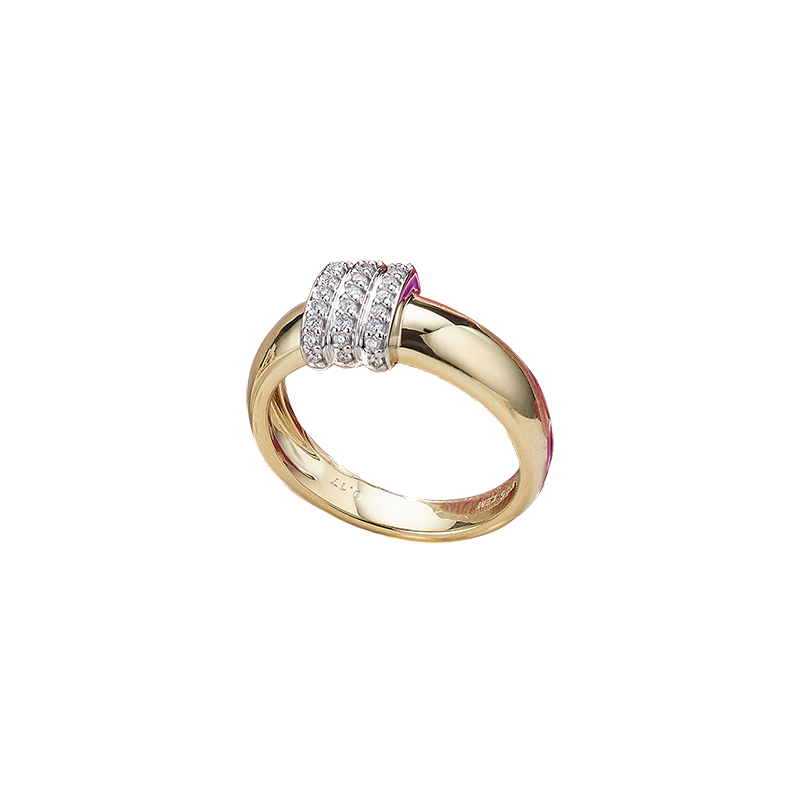 Damenring 585/- Gelb und Weißgold Brillant 0,17 ct.