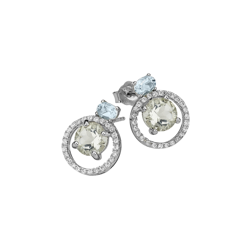 Ohrstecker 925/- Silber Blautopas Amethyst grün Zirkonia