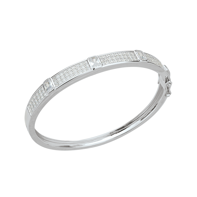 Armreif mit Scharnier 925/- Silber Zirkonia