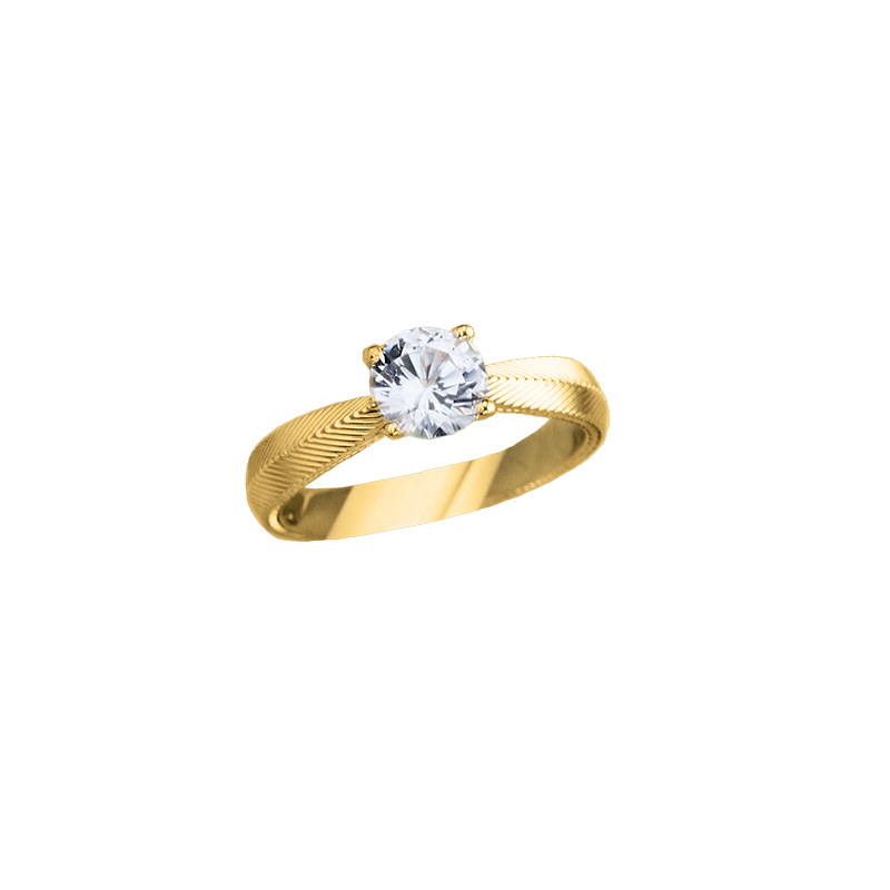 Damenring 585/- Gelbgold Saphir weiß