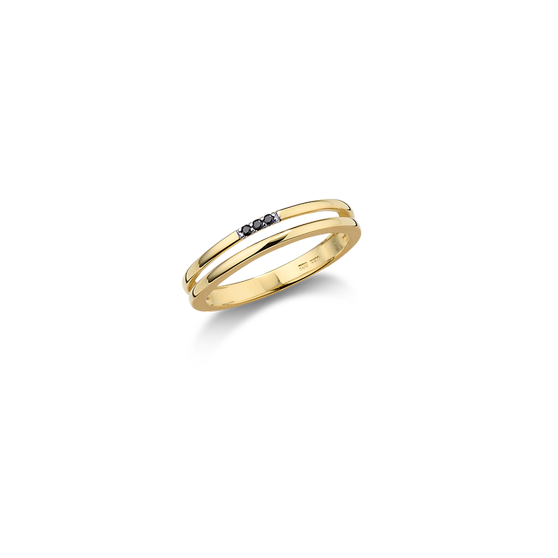 Damenring 333/- Gelbgold Zirkonia schwarz