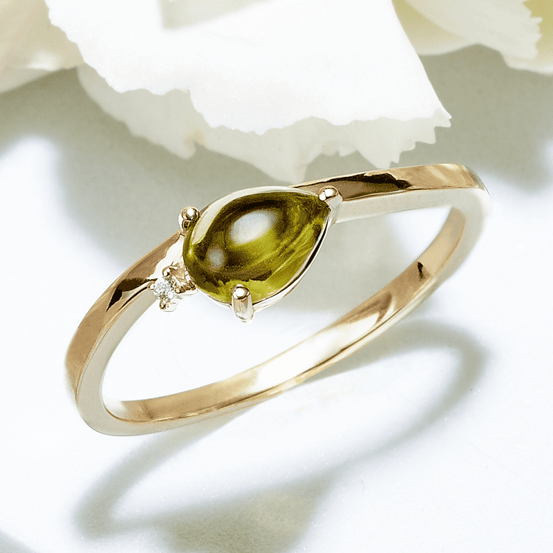 Damenring 585/- Gelbgold Peridot u. Brillant