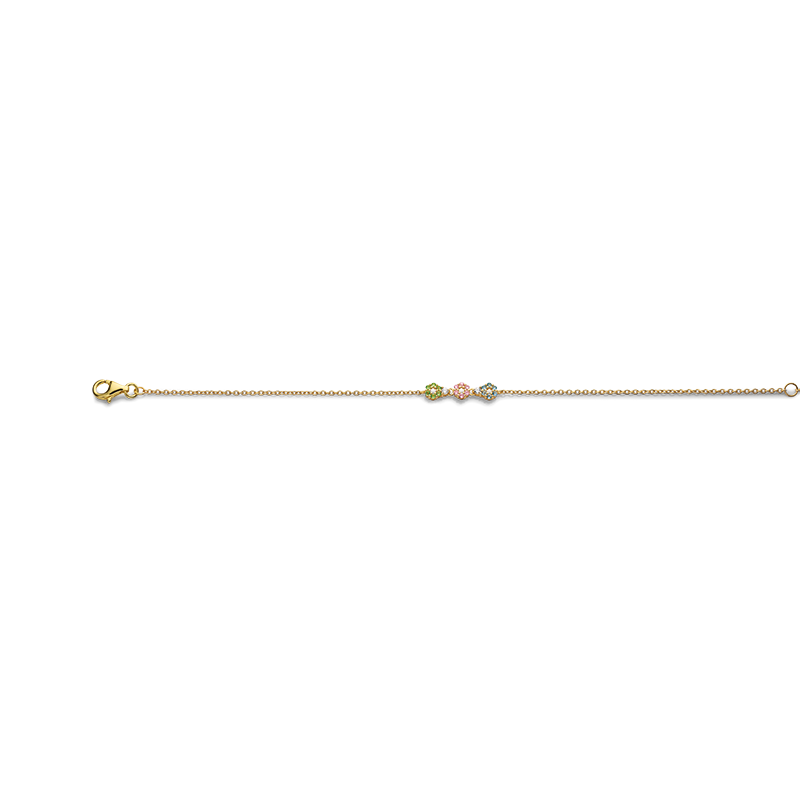 Armband 925/- Silber goldplattiert Zirkonia, multicolor 17 + 2 cm