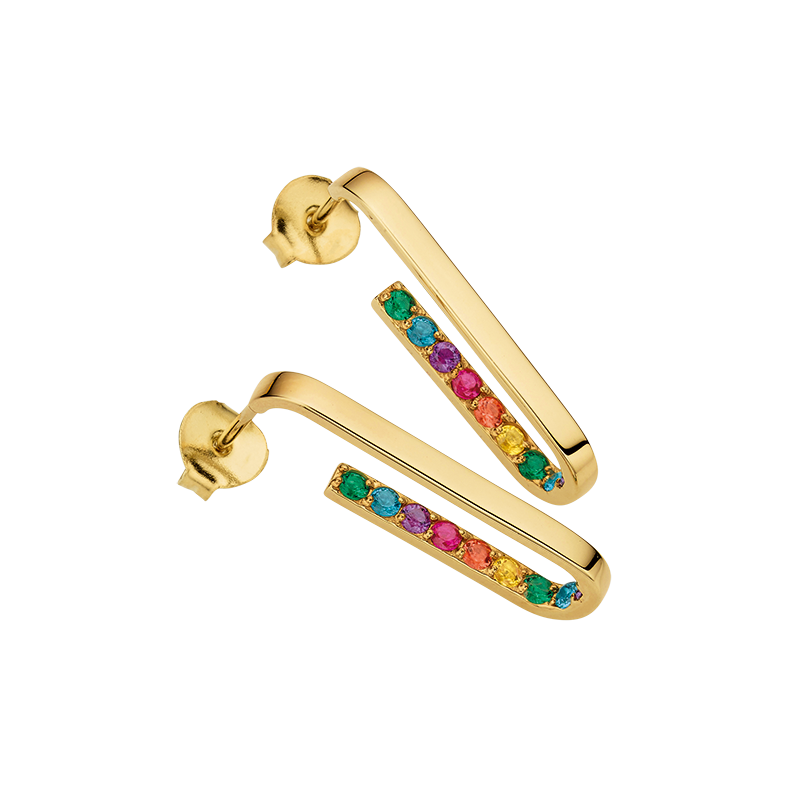 Creolstecker 925/- Silber goldplattiert Kristall multicolor
