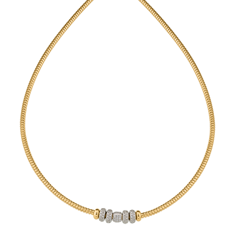 Damencollier 925/- Silber goldplattiert Zirkonia 42 cm