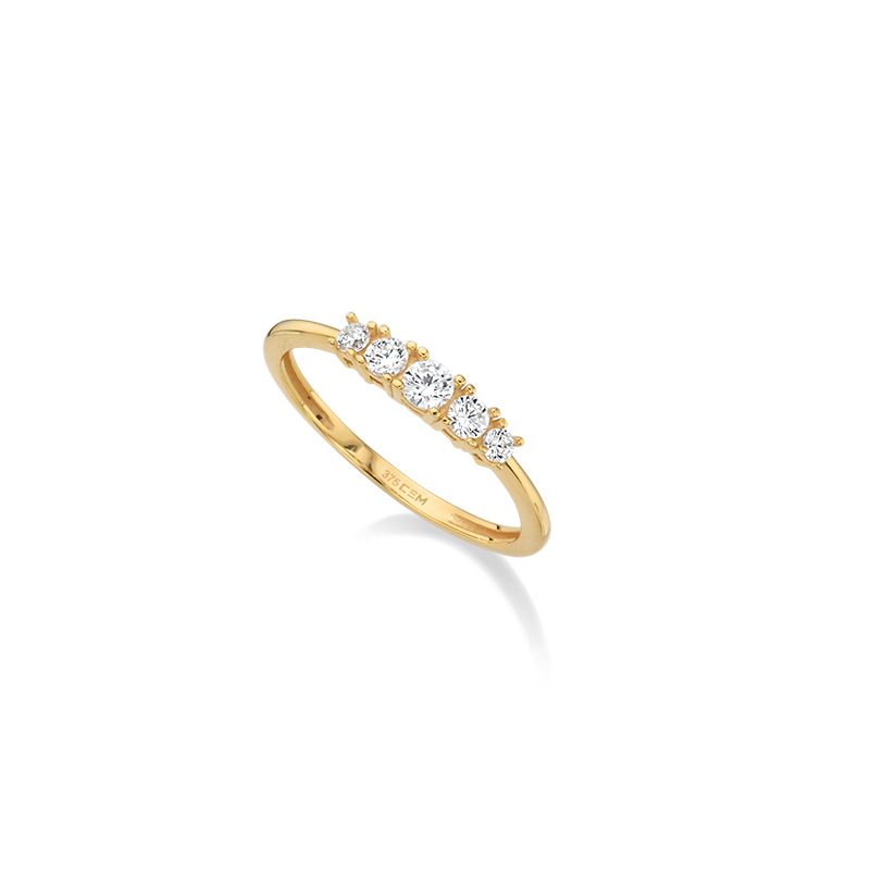 Damenring 375/- Gebgold Zirkonia