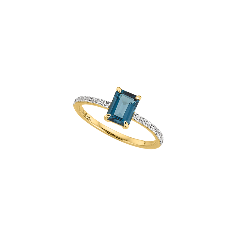 Damenring 333/- Gelbgold Blautopas u. Zirkonia