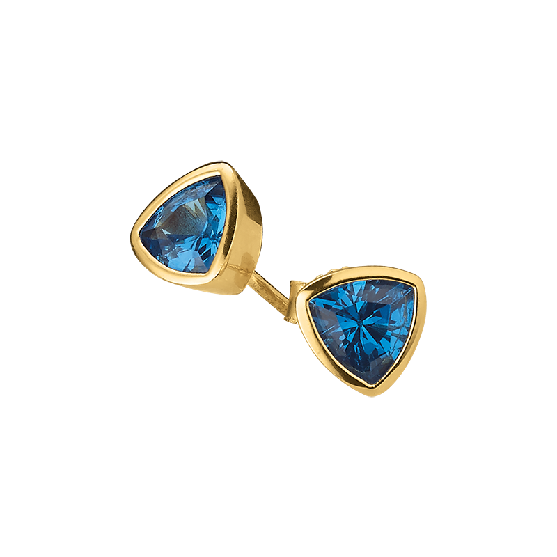 Ohrstecker 925/- Silber goldplattiert Zirkonia blau