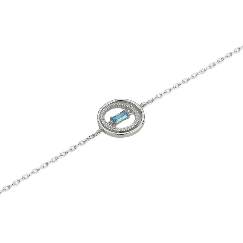 Armband 925/- Silber Zirkonia blau und weiß 17 + 2 cm