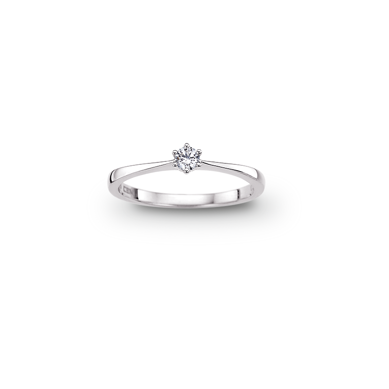 Solitaire-/Antragsring 585/- Weißgold Brillant 0,08 ct.