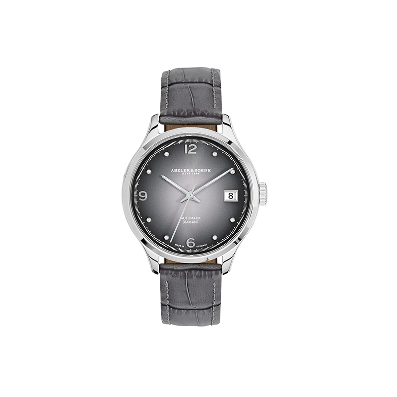 Edelstahlgehäuse  Lederband 8 Diamanten 5 bar wasserdicht Saphirglas  Automatik-Werk