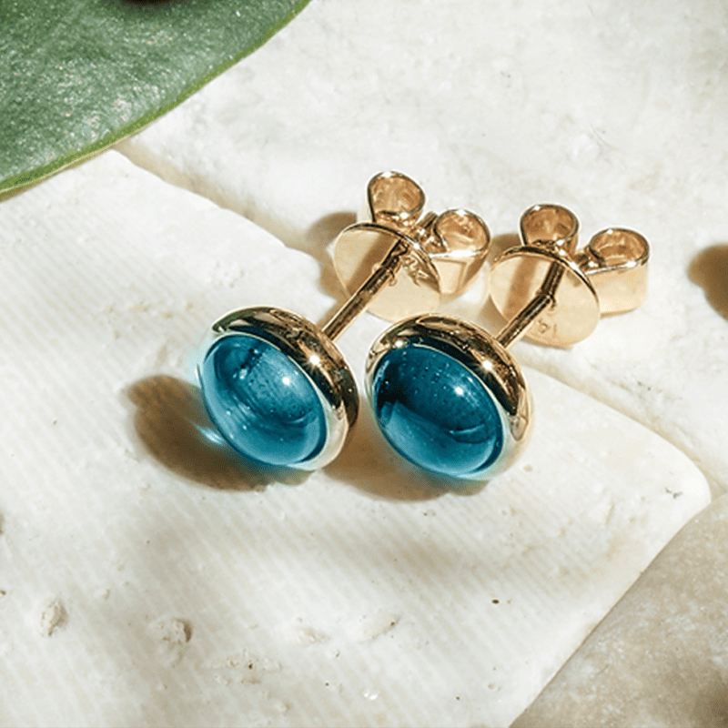 Ohrstecker 585/- Gelbgold Blautopas
