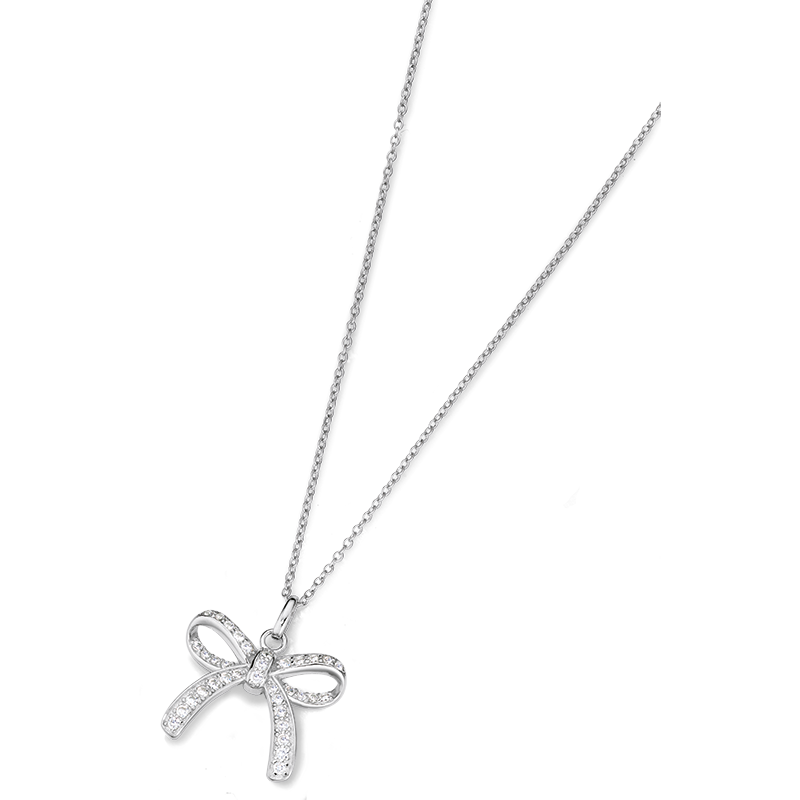 Collier mit Behang 925/- Silber Zirkonia 42 + 3 cm