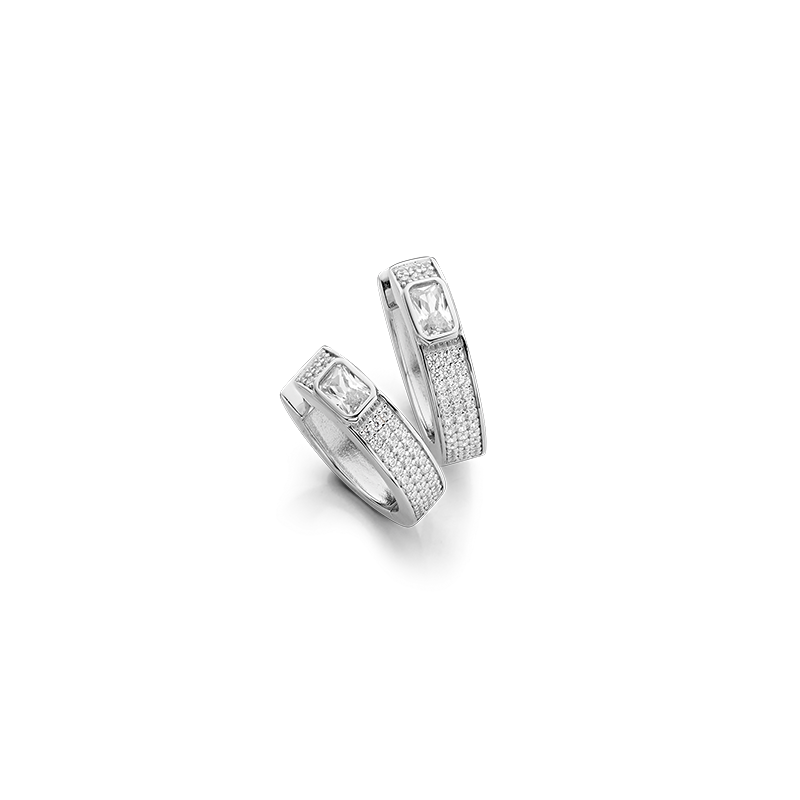 Scharniercreolen 925/- Silber Zirkonia