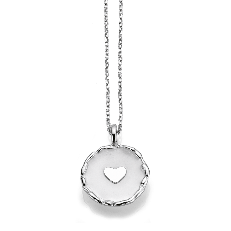 Collier mit Behang 925/- Silber Emaille weiß 42 + 3 cm