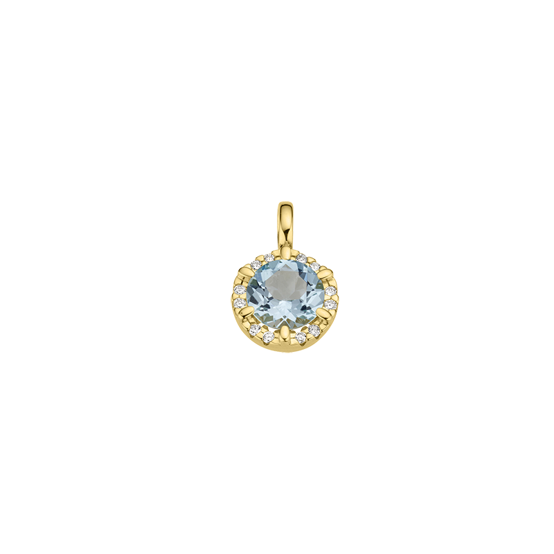 Anhänger 585/- Gelbgold Blautopas und  Brillant 0,08 ct.