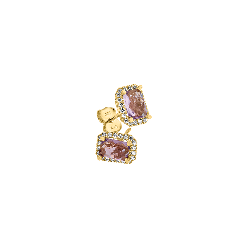 Ohrstecker 333/- Gelbgold Amethyst u. Zirkonia