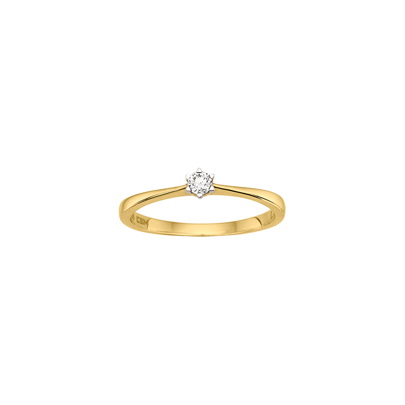 Solitaire-/Antragsring 585/- Gelbgold/Weißgold Brillant 0,05 ct.