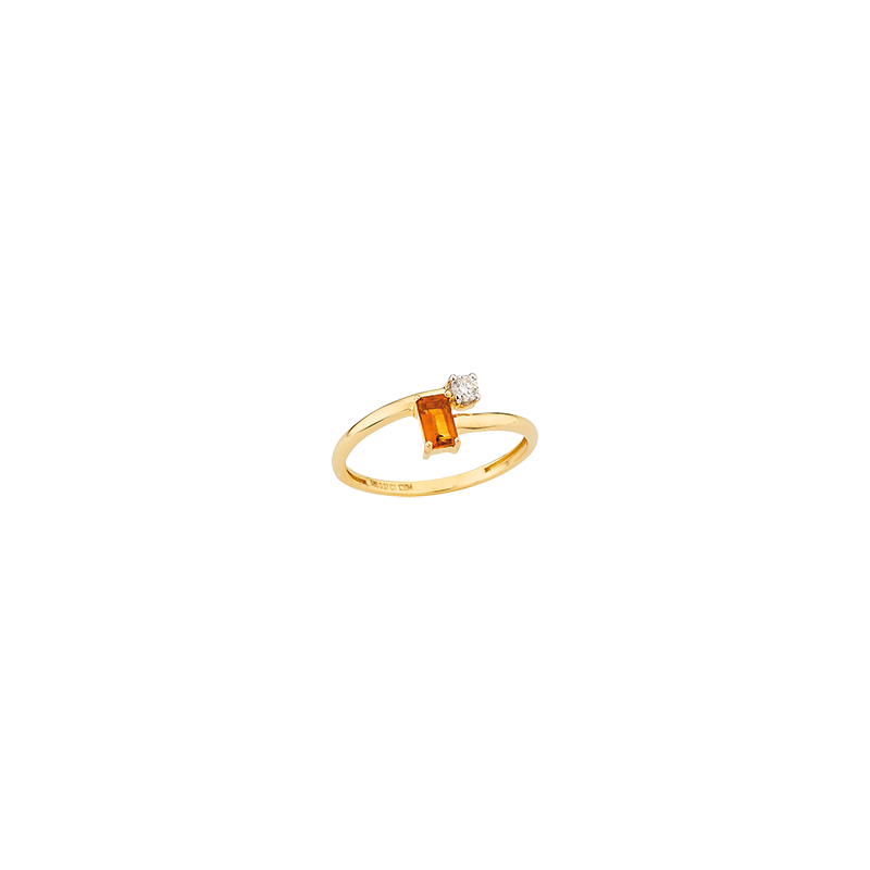 Damenring 585/- Gelbgold Citrin u. Brillant