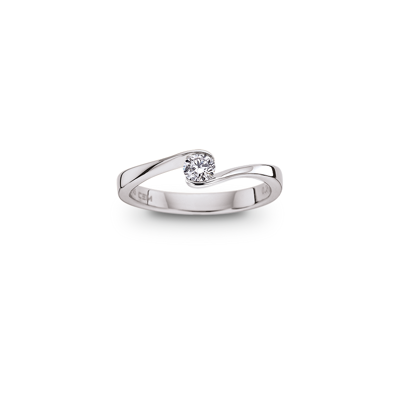 Solitaire-/Antragsring 585/- Weißgold Brillant 0,04 ct.