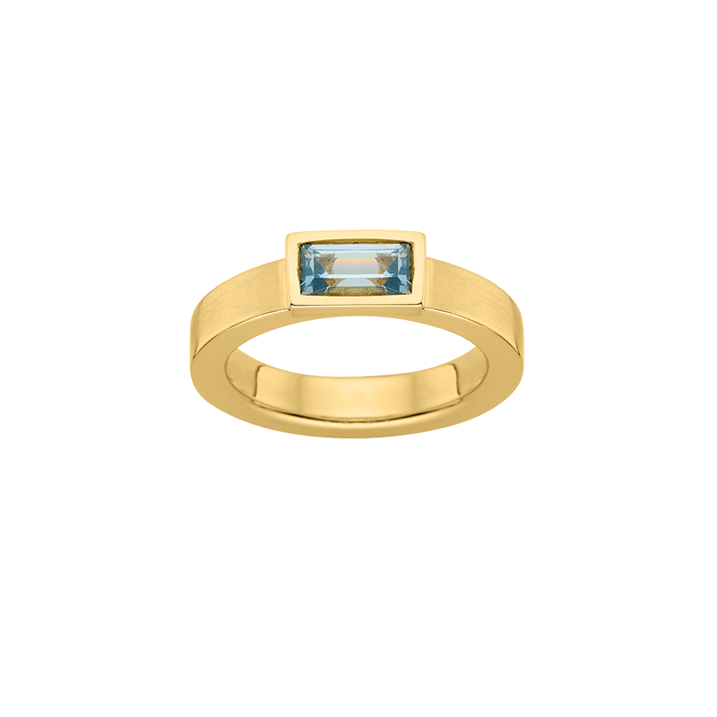 Damenring 925/- Silber goldplattiert Zirkonia hellblau