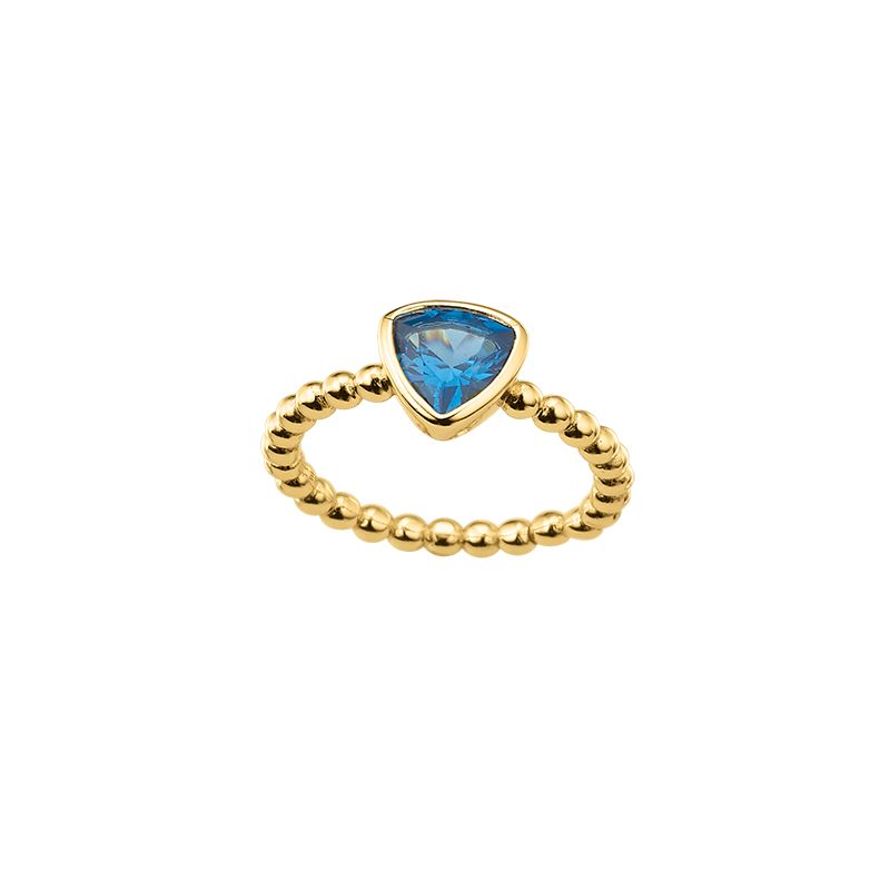 Damenring 925/- Silber goldplattiert Zirkonia blau