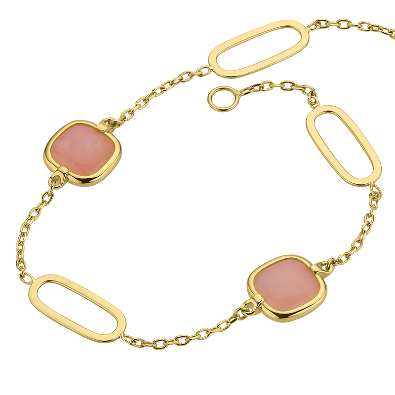 Armband 585/- Gelbgold Opal pink 19 cm
