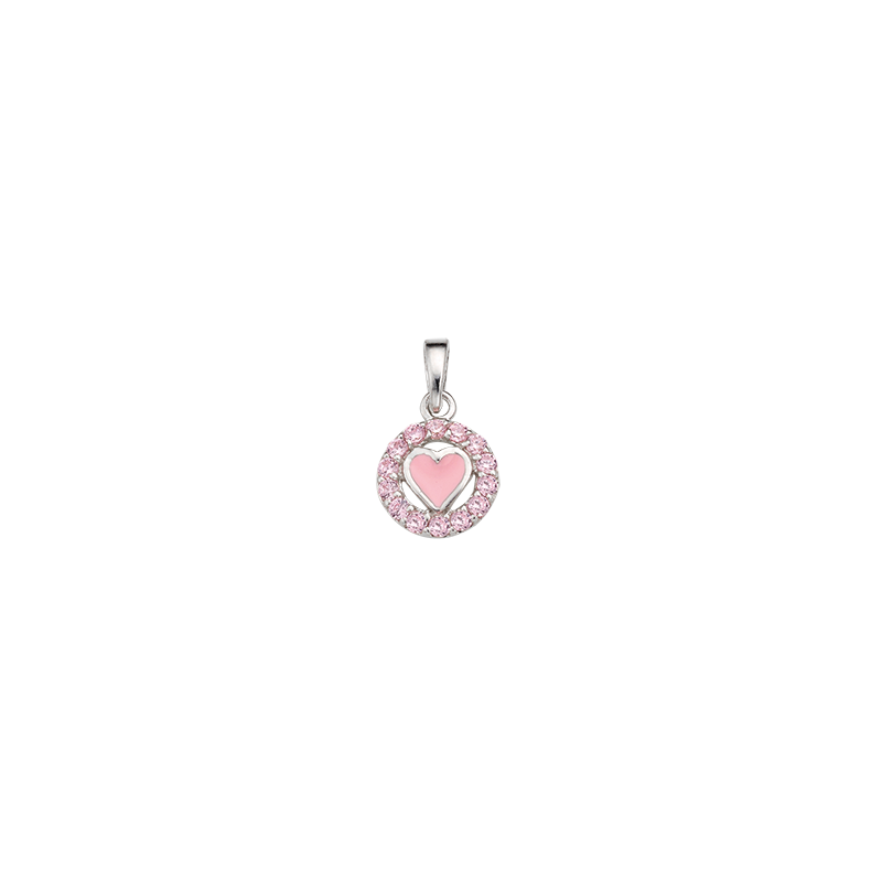 Anhänger 925/- Silber Emaille rosa Zirkonia pink