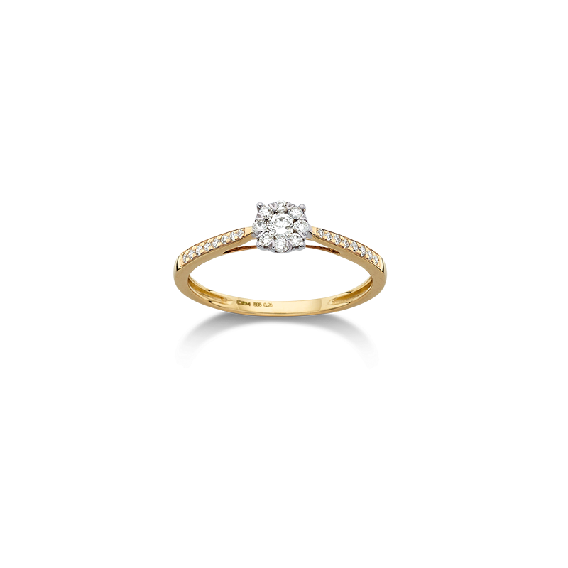 Damenring 585/- Gelbgold/Weißgold Brillant 0,24 ct.