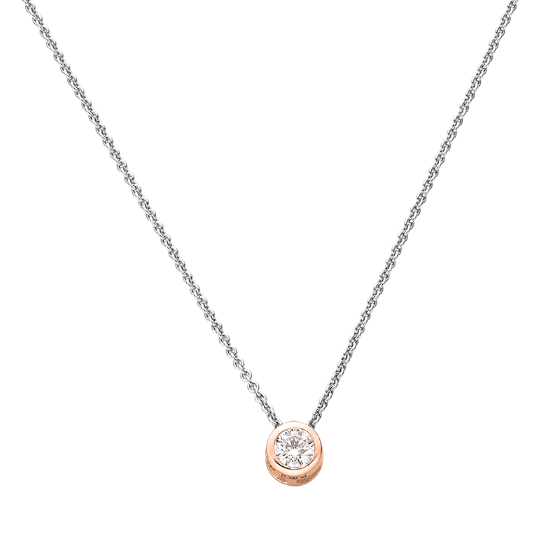 Collier mit Behang 585/- Roségold/Weißgold Brillant 0,10 ct. 42 + 3 cm