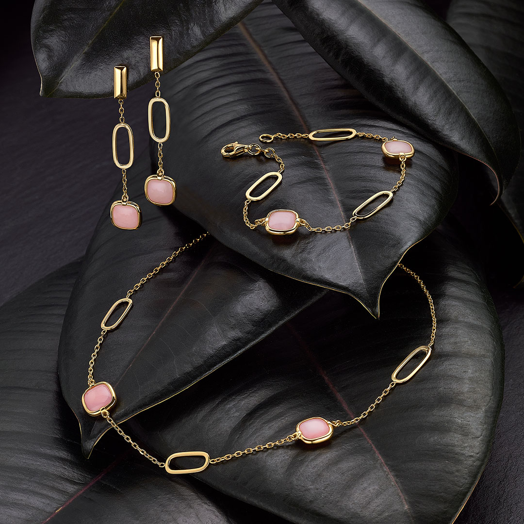 Armband 585/- Gelbgold Opal pink 19 cm