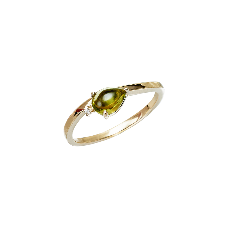Damenring 585/- Gelbgold Peridot u. Brillant